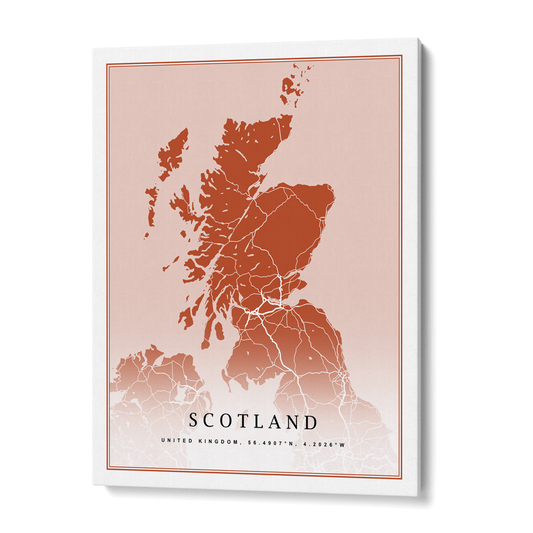 Map Art - Burnt Orange - Classic Wall Journals Canvas Gallery Wrap
