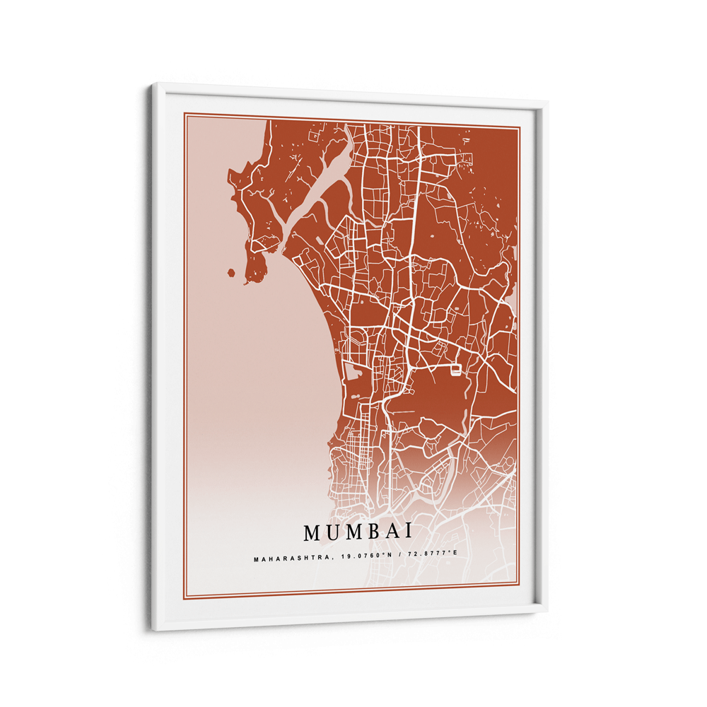 Map Art - Burnt Orange - Classic Wall Journals Matte Paper White Frame