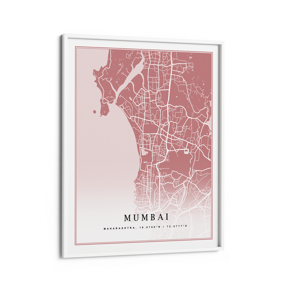 Map Art - Baby Pink - Classic Wall Journals Matte Paper White Frame