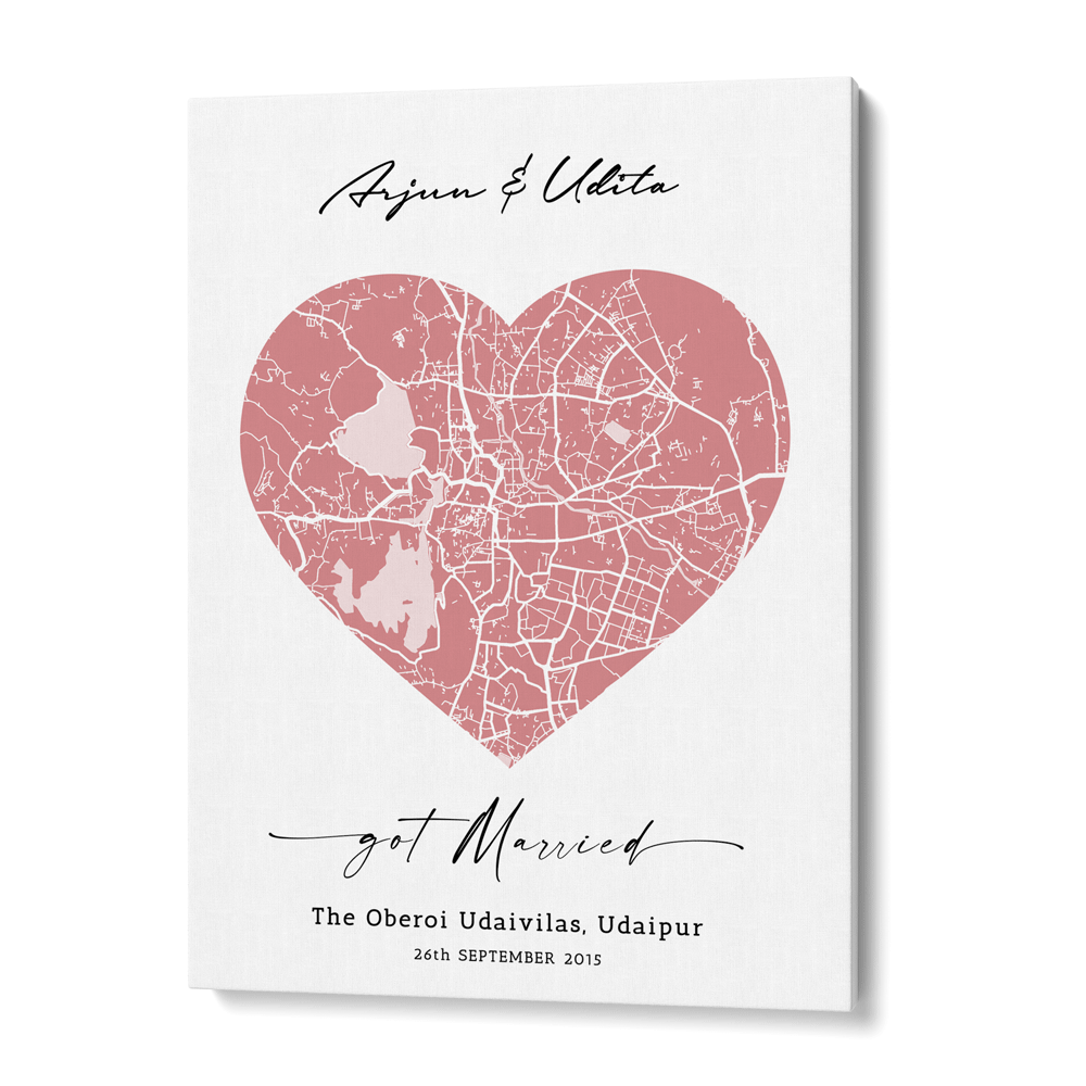 Map Art - Baby Pink - Love Wall Journals Canvas Gallery Wrap