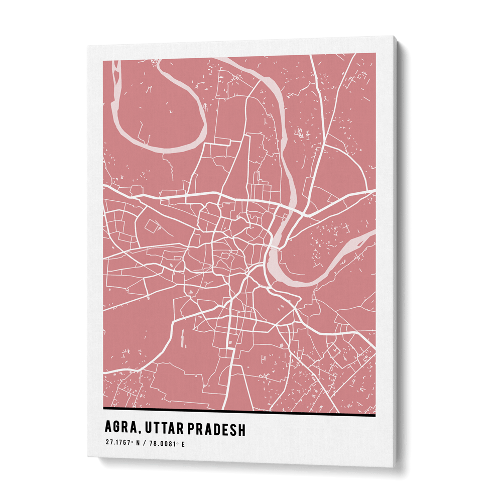 Map Art - Baby Pink - Pantone Wall Journals Canvas Gallery Wrap