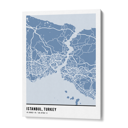Map Art - Powder Blue - Pantone Wall Journals Canvas Gallery Wrap