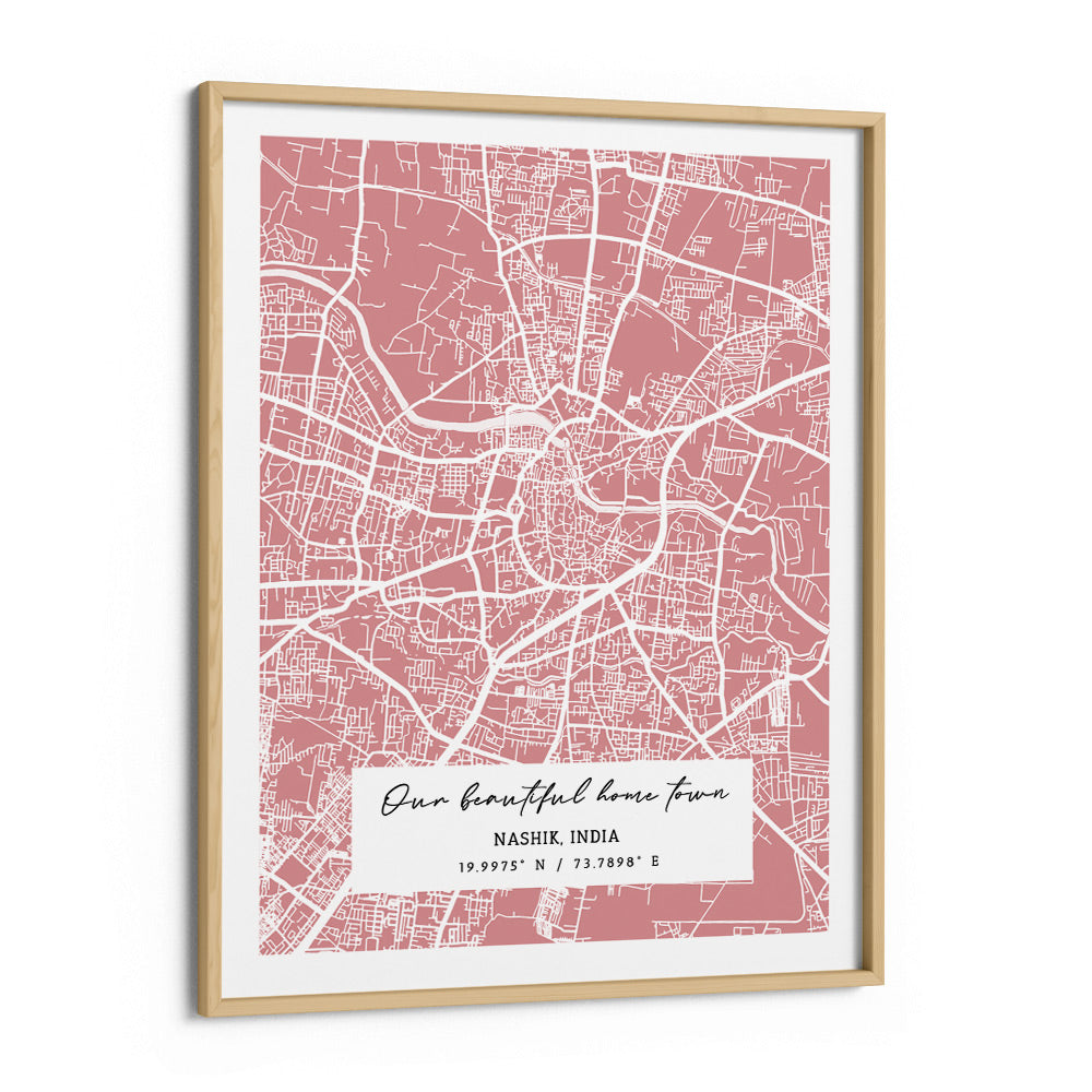 Map Art - Baby Pink - The Executive Wall Journals Matte Paper Wooden Frame
