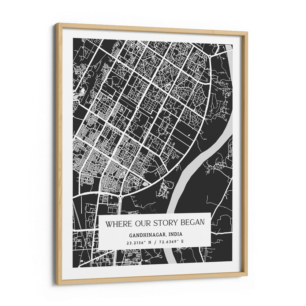 Map Art - Slate Grey - The Executive Wall Journals Matte Paper Wooden Frame