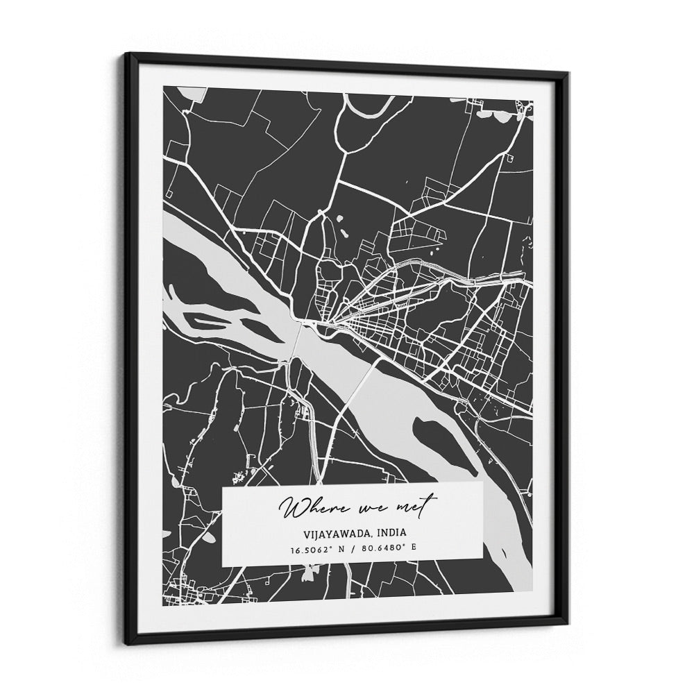Map Art - Slate Grey - The Executive Wall Journals Matte Paper Black Frame