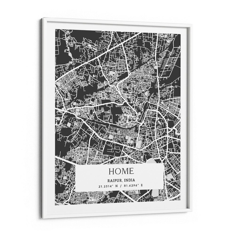 Map Art - Slate Grey - The Executive Wall Journals Matte Paper White Frame
