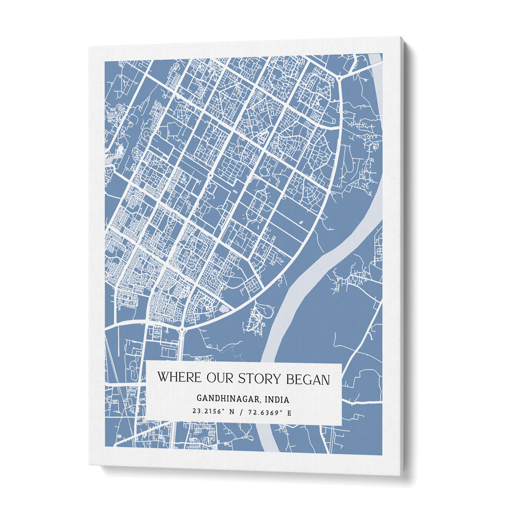 Map Art - Powder Blue - The Executive Wall Journals Canvas Gallery Wrap