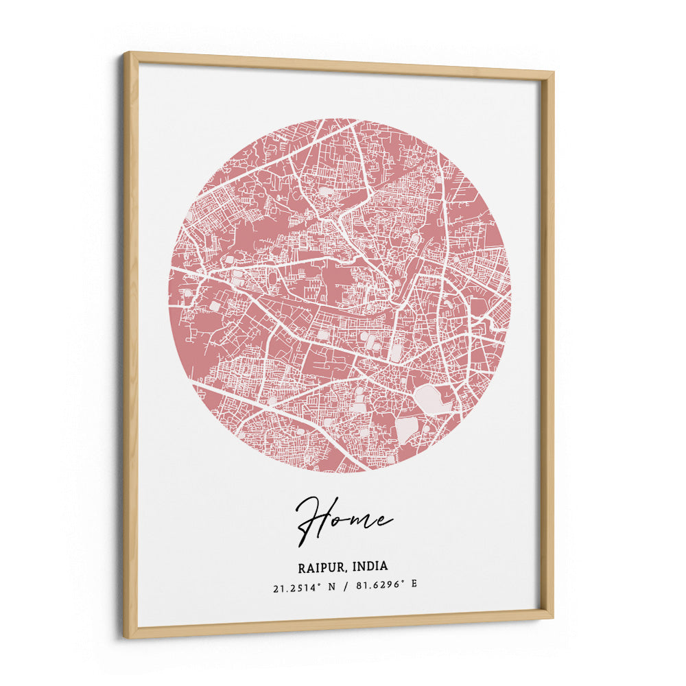 Map Art - Baby Pink - The Minimalist Wall Journals Matte Paper Wooden Frame