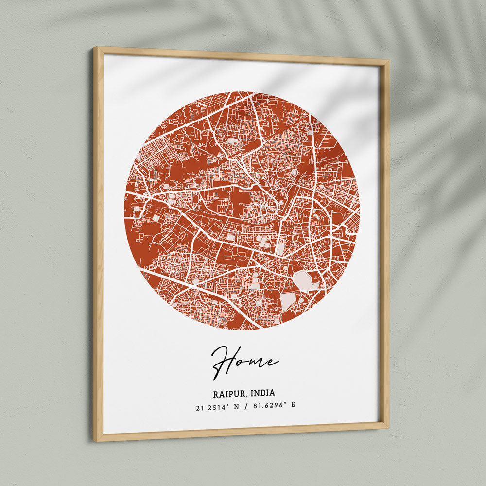 Map Art - Burnt Orange - The Minimalist Wall Journals  