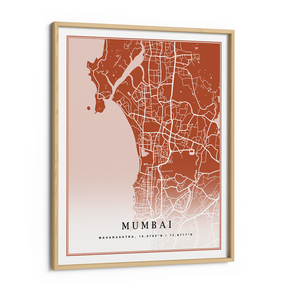 Map Art - Burnt Orange - Classic Wall Journals Matte Paper Wooden Frame